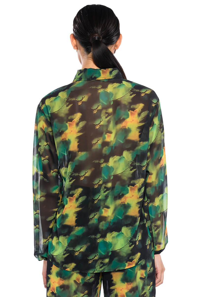 ESCAPE THE ORDINARY PRINTED BUTTON DOWN BLOUSE