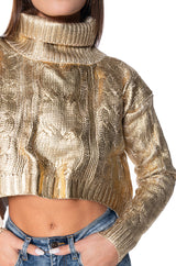 ESME METALLIC COATED TURTLENECK SWEATER