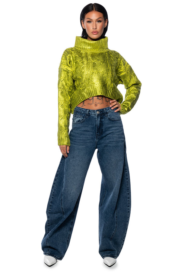 ESME GREEN METALLIC SWEATER