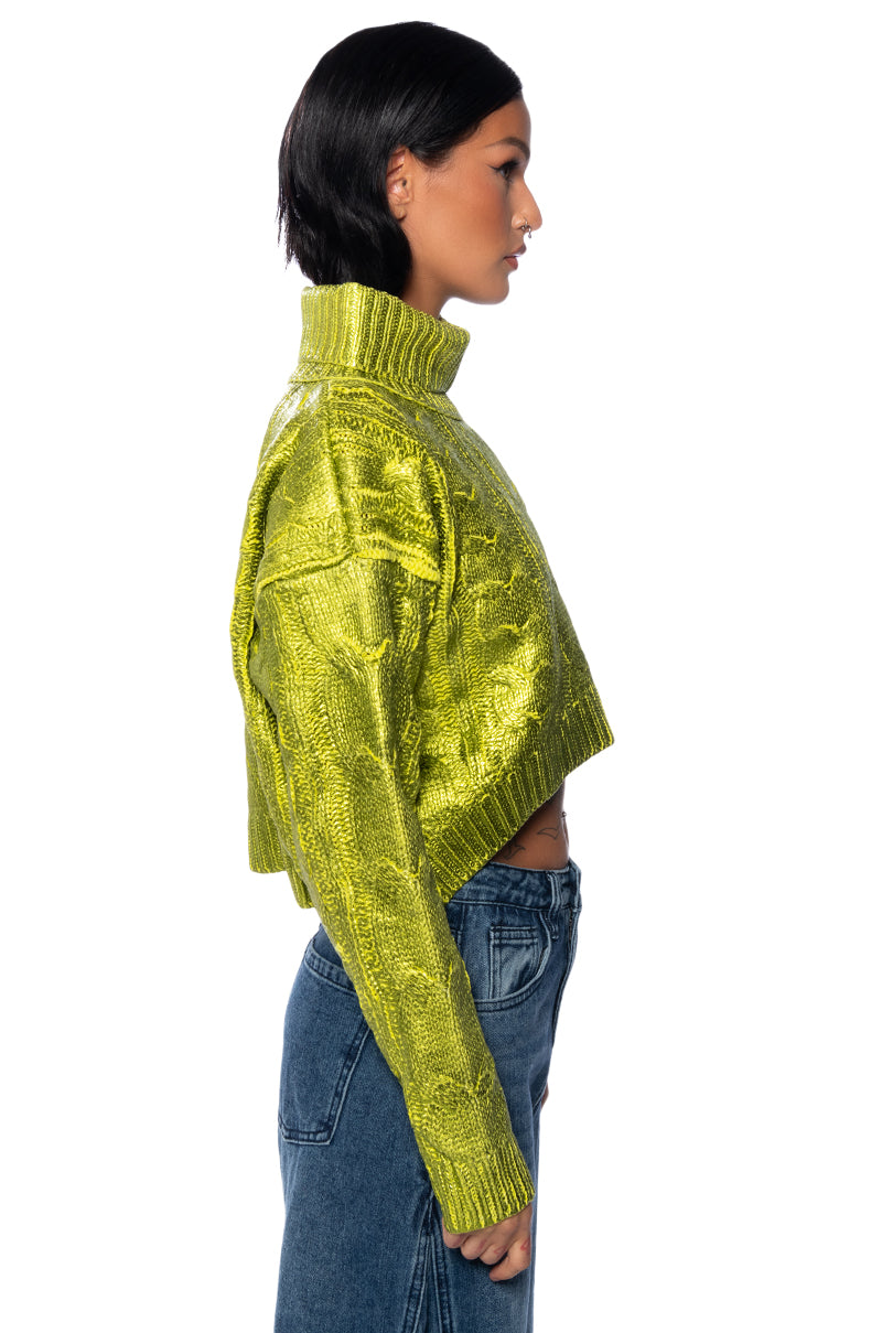 ESME GREEN METALLIC SWEATER