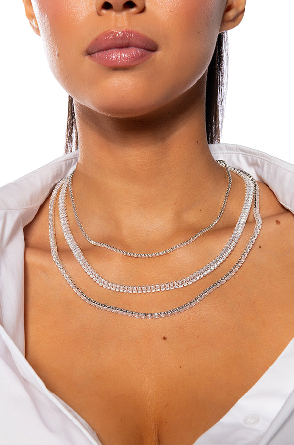 ESSENTIAL BLING LAYERED NECKLACE IN SILVER