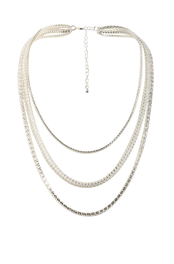 ESSENTIAL BLING LAYERED NECKLACE IN SILVER
