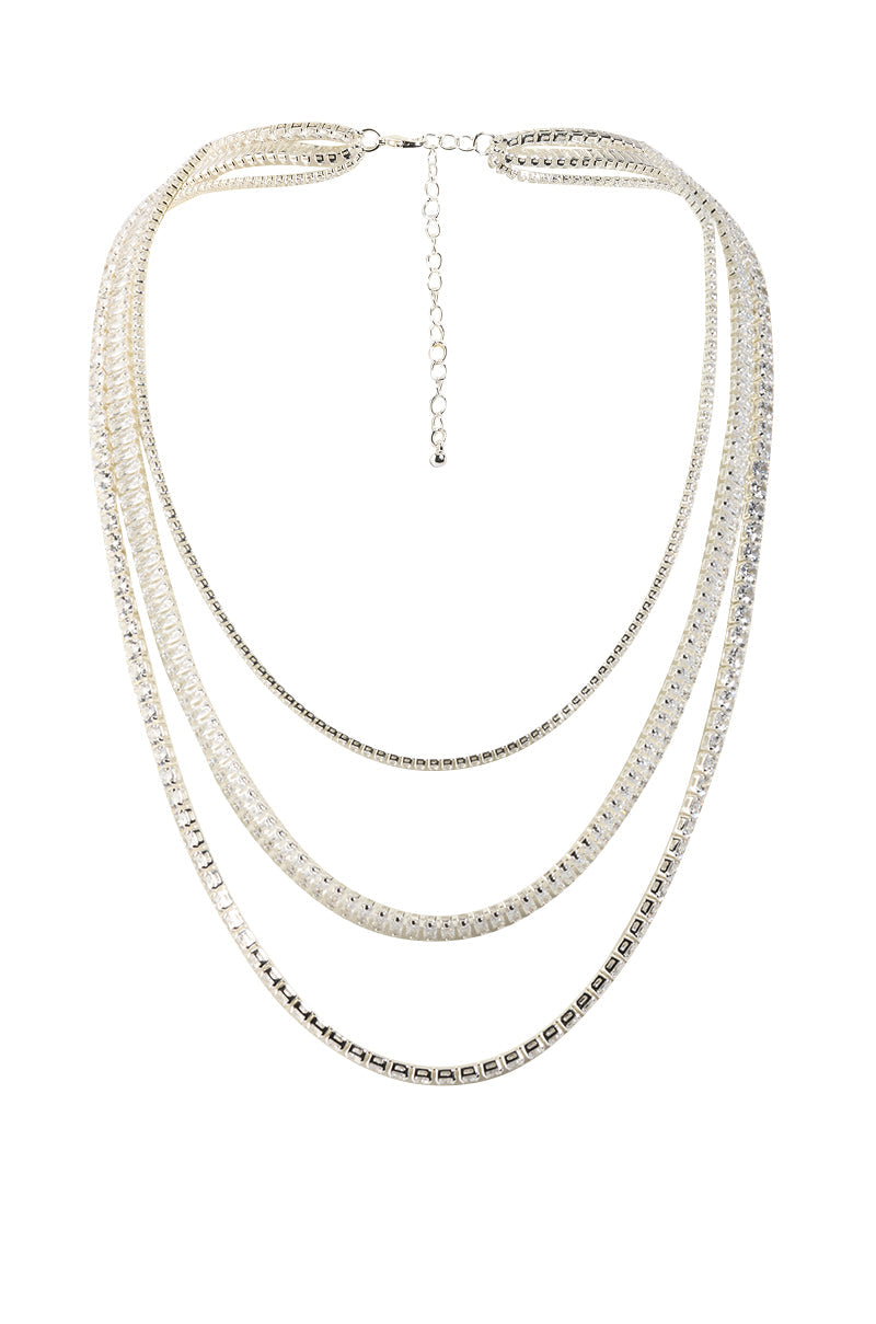 ESSENTIAL BLING LAYERED NECKLACE IN SILVER