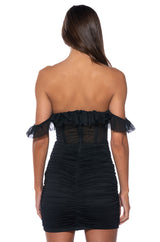 ESTELLE OFF THE SHOULDER MESH MINI DRESS