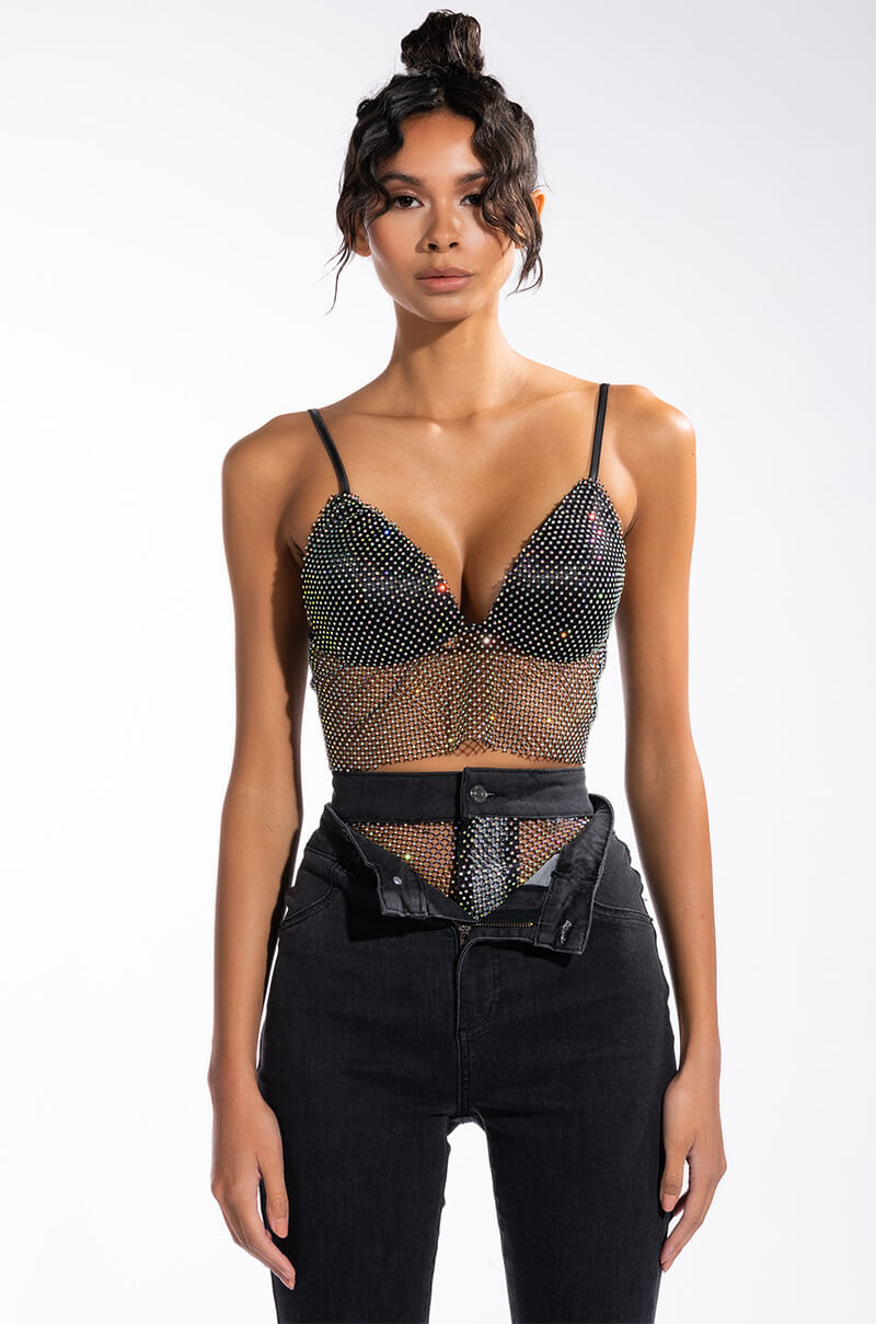EUPHORIA RHINESTONE MESH BRALETTE