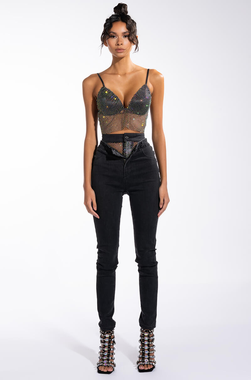 EUPHORIA RHINESTONE MESH BRALETTE