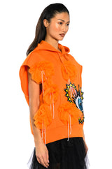 EUPHORIC EMBELLISHED SLEEVELESS SWEATSHIRT