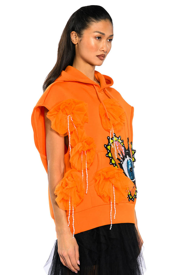 EUPHORIC EMBELLISHED SLEEVELESS SWEATSHIRT