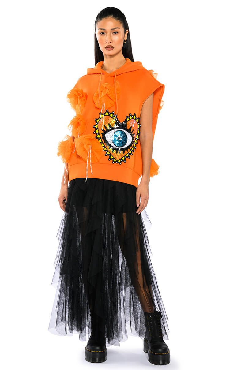EUPHORIC EMBELLISHED SLEEVELESS SWEATSHIRT