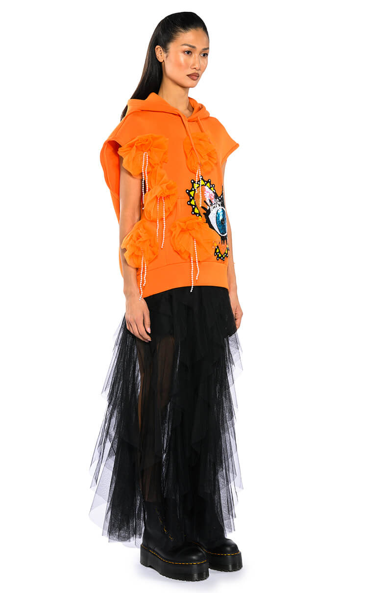 EUPHORIC EMBELLISHED SLEEVELESS SWEATSHIRT