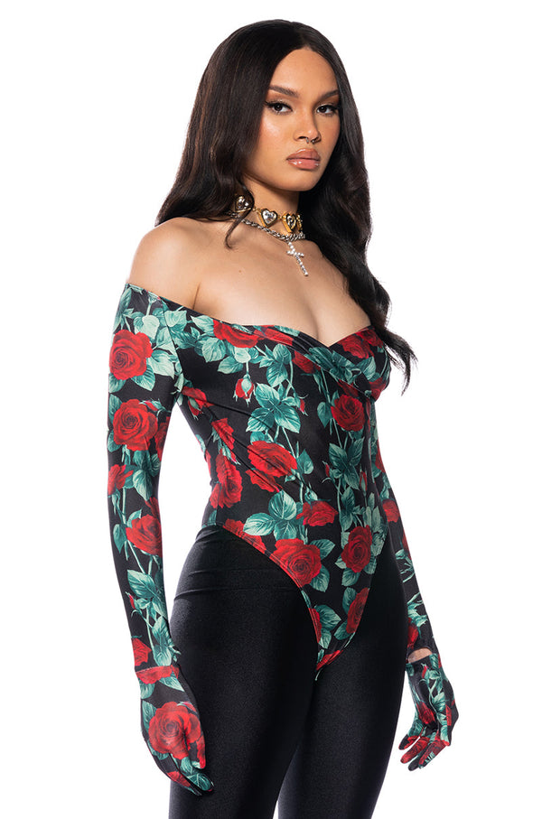 EVENING ROMANCE BODYSUIT WITH GLOVES