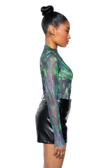 EVERGREEN LONG SLEEVE MESH BODYSUIT