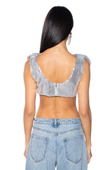 EVERY ROSE SEQUIN CROP TOP IN SILVER