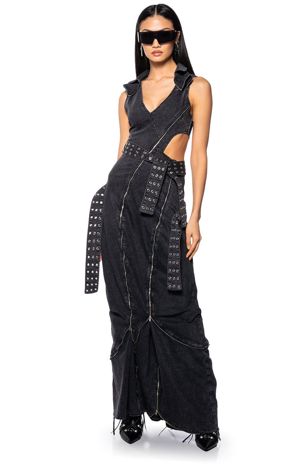 EVERY WHICH WAY ZIPPER MAXI DRESS
