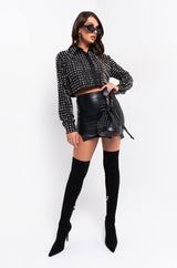 EVERYBODY BUT US FAUX LEATHER MINI SKIRT WITH 4 WAY STRETCH