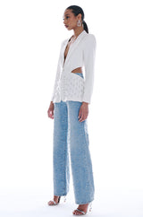 JOANIE EMBELLISHED WIDE LEG JEANS