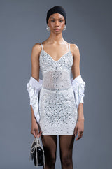 EXPENSIVE LIL TING RHINESTONE MINI DRESS