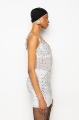 EXPENSIVE LIL TING RHINESTONE MINI DRESS