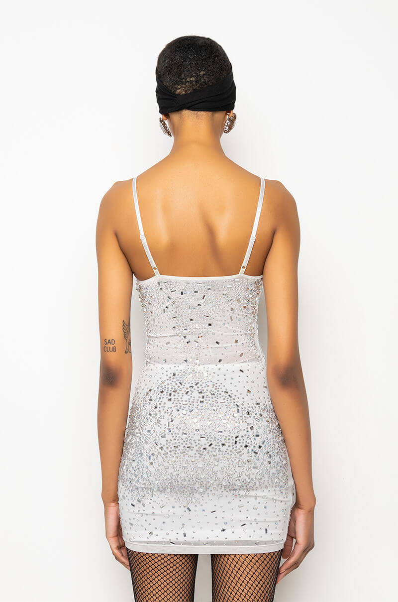 EXPENSIVE LIL TING RHINESTONE MINI DRESS