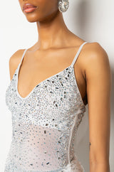 EXPENSIVE LIL TING RHINESTONE MINI DRESS
