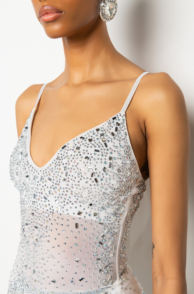 EXPENSIVE LIL TING RHINESTONE MINI DRESS