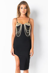 EXPENSIVE TASTE EXPENSIVE BITCH MIDI DRESS WITH PEARLS