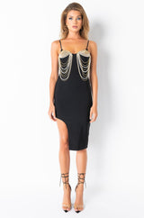 EXPENSIVE TASTE EXPENSIVE BITCH MIDI DRESS WITH PEARLS