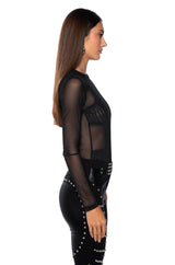 EXPOSED LONG SLEEVE MESH BODYSUIT
