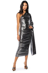 EXTRA AF ONE SHOULDER MIDI DRESS