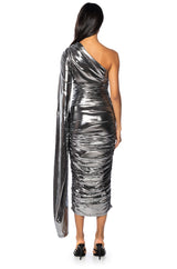 EXTRA AF ONE SHOULDER MIDI DRESS