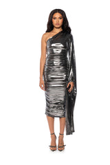EXTRA AF ONE SHOULDER MIDI DRESS