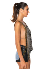 EXTRAVAGANT MIXED METAL BODY CHAIN TOP