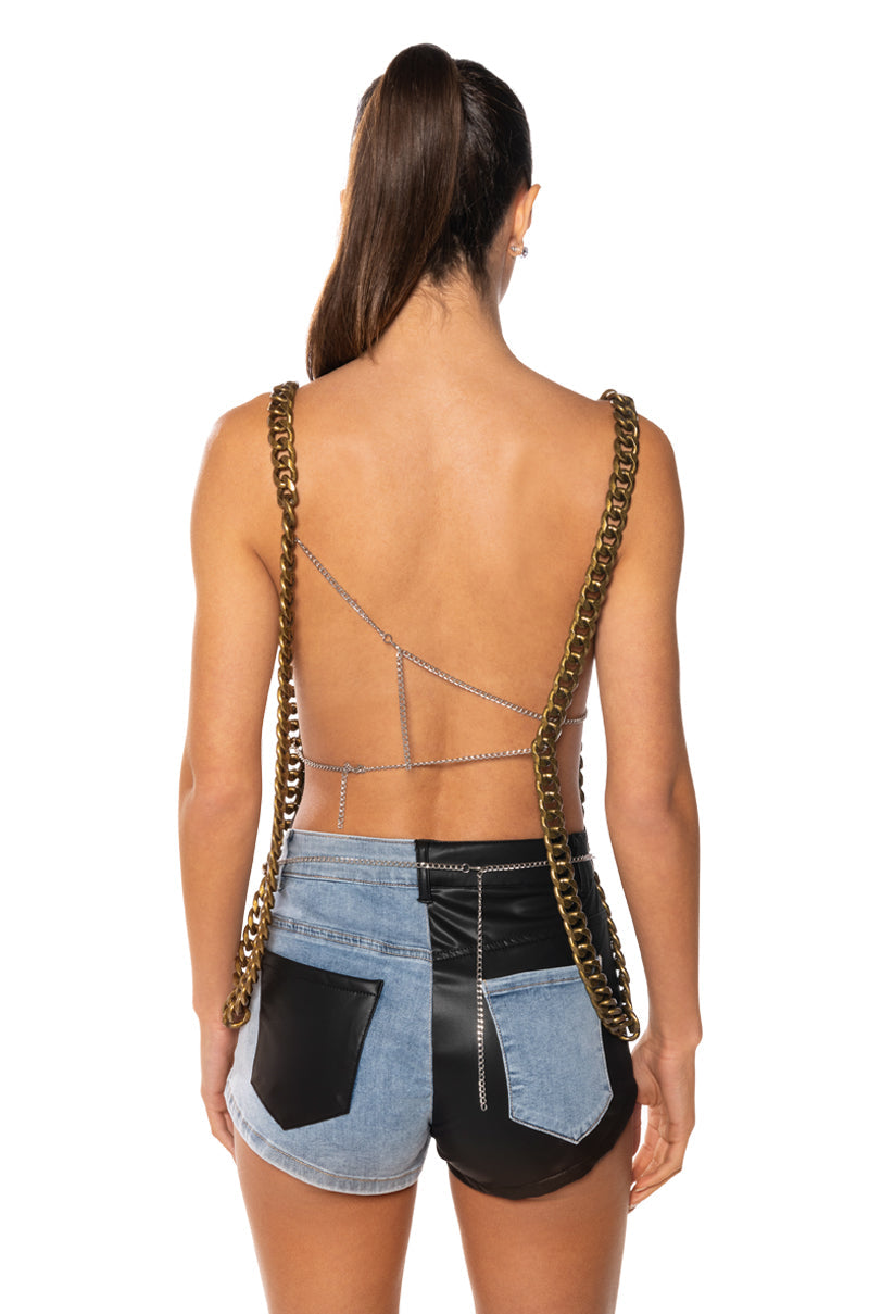 EXTRAVAGANT MIXED METAL BODY CHAIN TOP