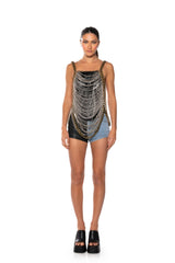 EXTRAVAGANT MIXED METAL BODY CHAIN TOP