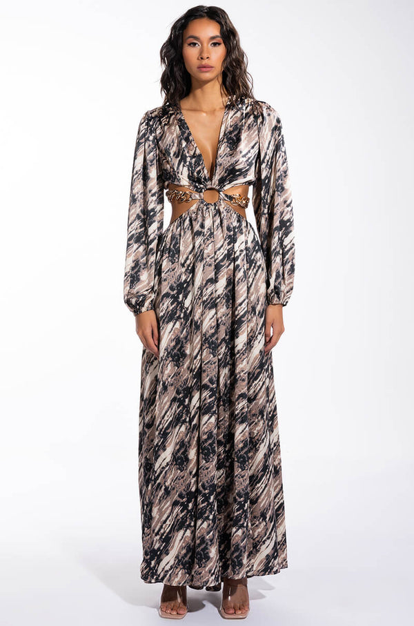 CHAIN BELT BROWN TONE MAXI BELT