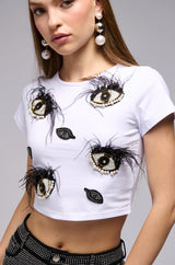 EYES ON THE PRIZE EMBELLISHED BABY TEE