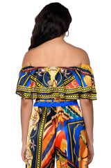 EZRA PRINTED OFF THE SHOULDER BLOUSE