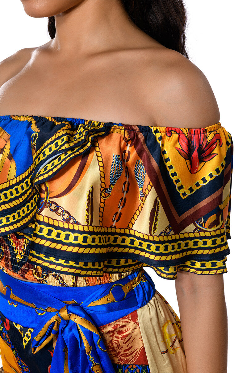 EZRA PRINTED OFF THE SHOULDER BLOUSE