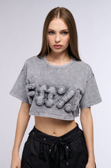 F WORD CROPPED MINERAL WASH T SHIRT