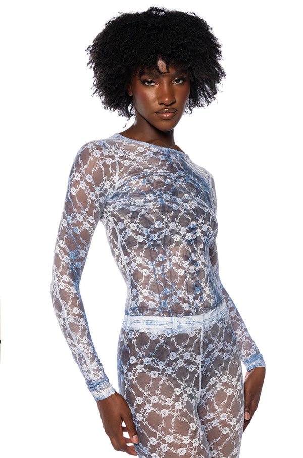 FADED DENIM MESH SET
