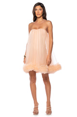 FAIRY LIKE RUFFLED TRIM STRAPLESS DRESS