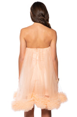 FAIRY LIKE RUFFLED TRIM STRAPLESS DRESS