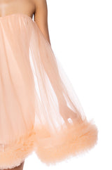 FAIRY LIKE RUFFLED TRIM STRAPLESS DRESS