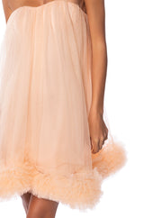 FAIRY LIKE RUFFLED TRIM STRAPLESS DRESS