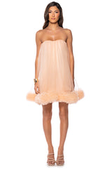 FAIRY LIKE RUFFLED TRIM STRAPLESS DRESS
