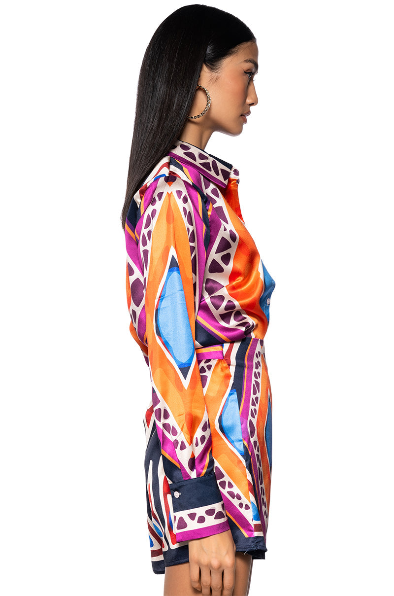 FEELING OTHERWORLDLY PRINTED TOP AND SKIRT SET