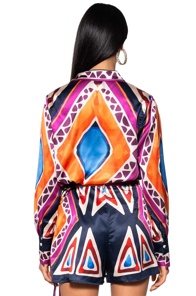 FEELING OTHERWORLDLY PRINTED TOP AND SKIRT SET