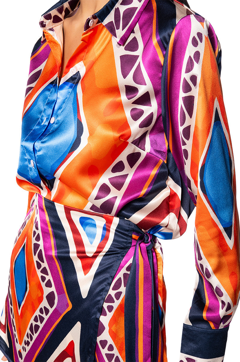 FEELING OTHERWORLDLY PRINTED TOP AND SKIRT SET