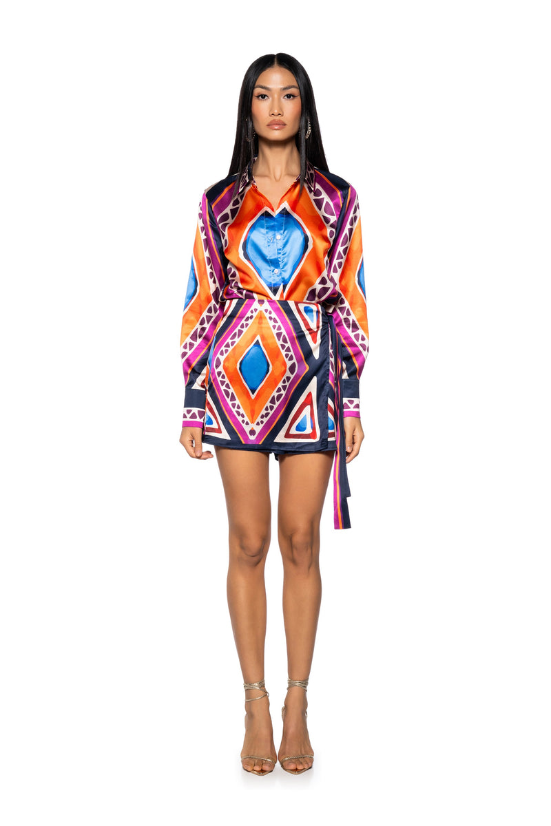 FEELING OTHERWORLDLY PRINTED TOP AND SKIRT SET