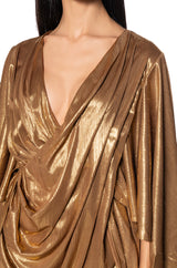 FANTASY DRAPED METALLIC MINI DRESS
